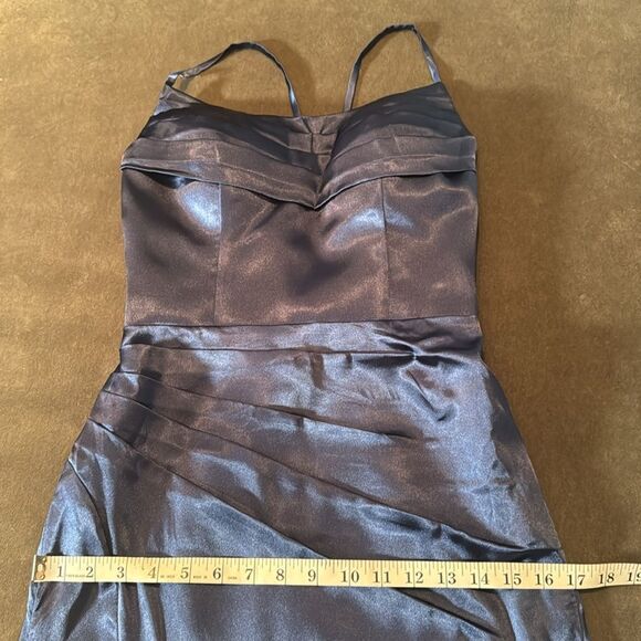 Women’s Blue FullLength Formal Dress Criss Cross Back Straps Leg Slit Size 2 NEW - Picture 12 of 13